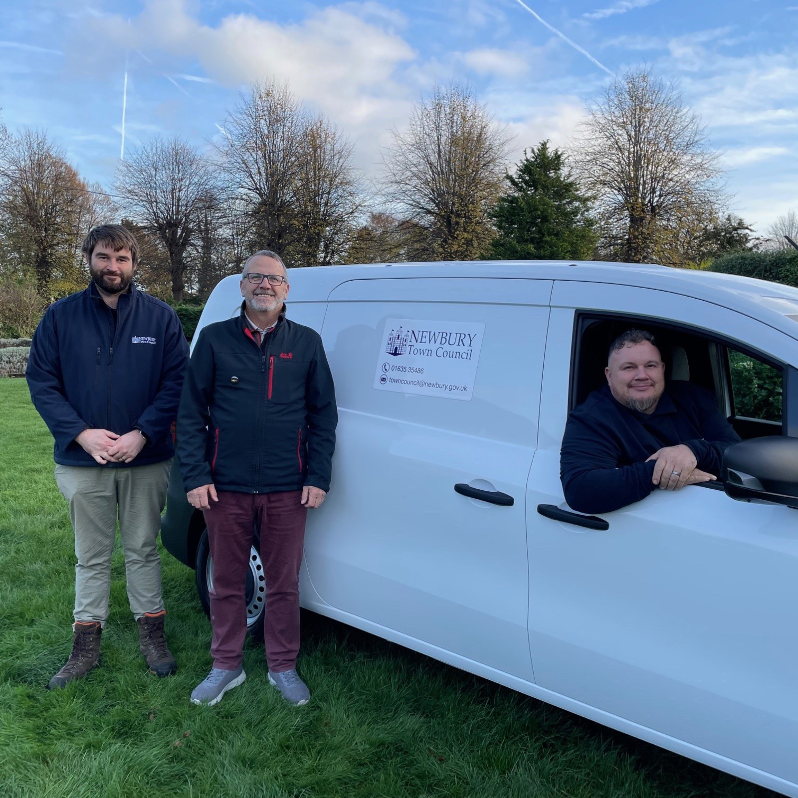 James Heasman, Cllr Vaughan Miller & Paul Fairchild With NTC Electric Van 2