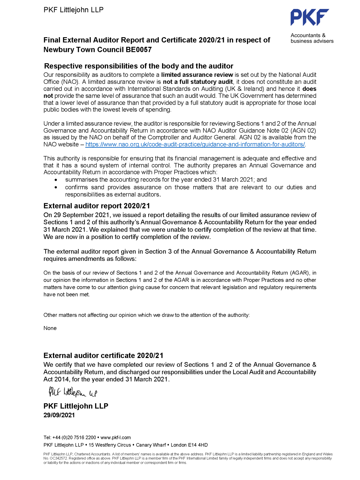 Notice Of Audit Complete With Final Cert And 12 And 3 AGAR Page 2