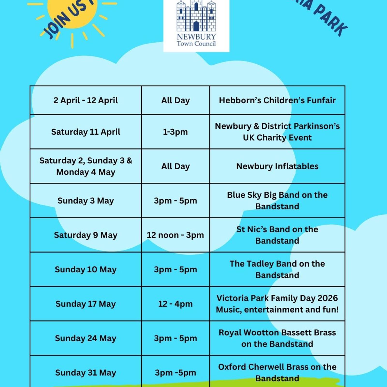 Victoria Park 2026 Events Page One As Of 20 4
