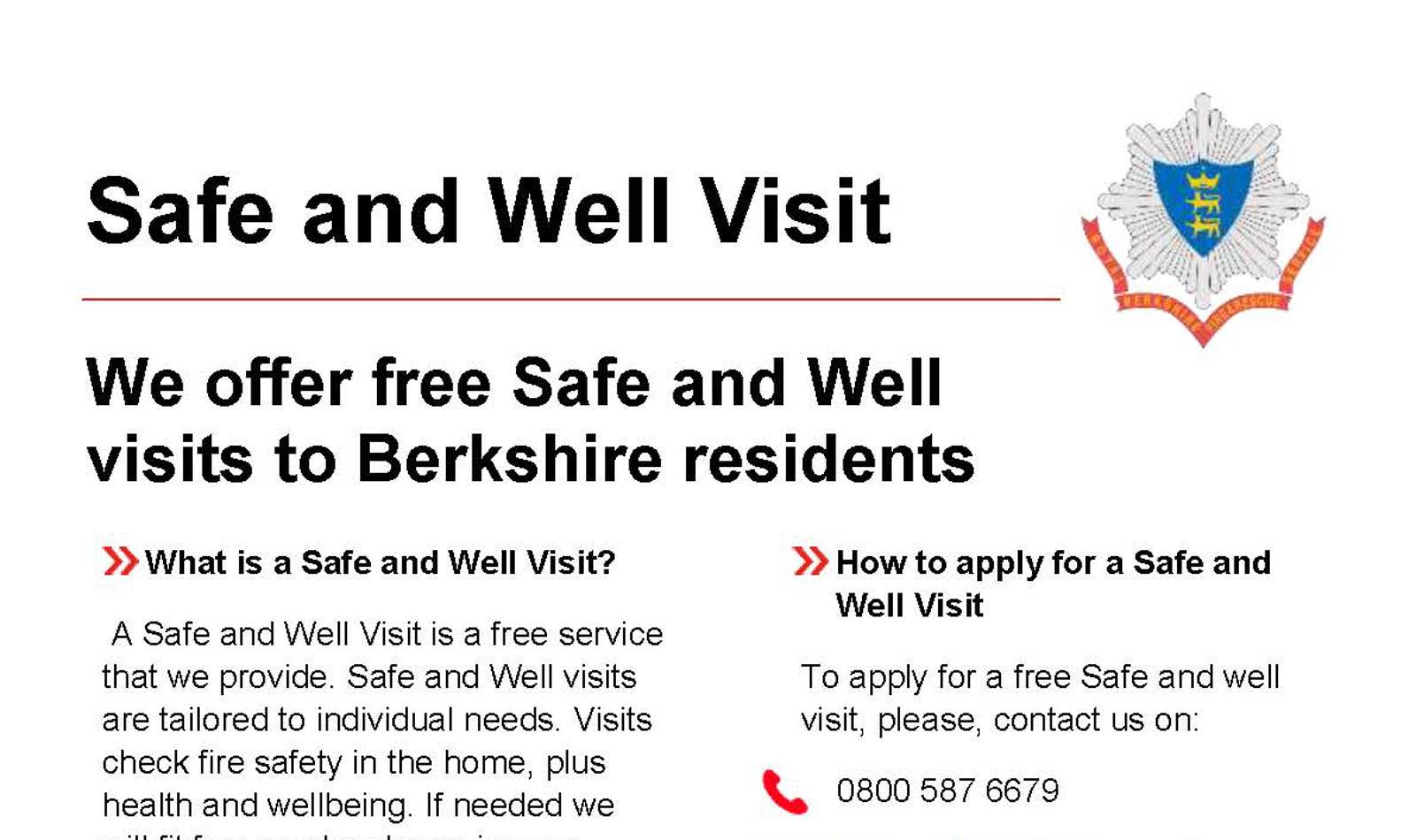 Safe And Well Visit Leaflet Poster 2022