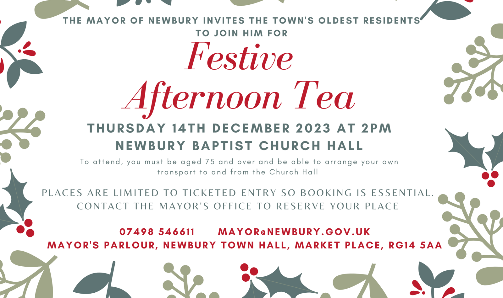 Festive Afternoon Tea Poster With Amends 16.10.23