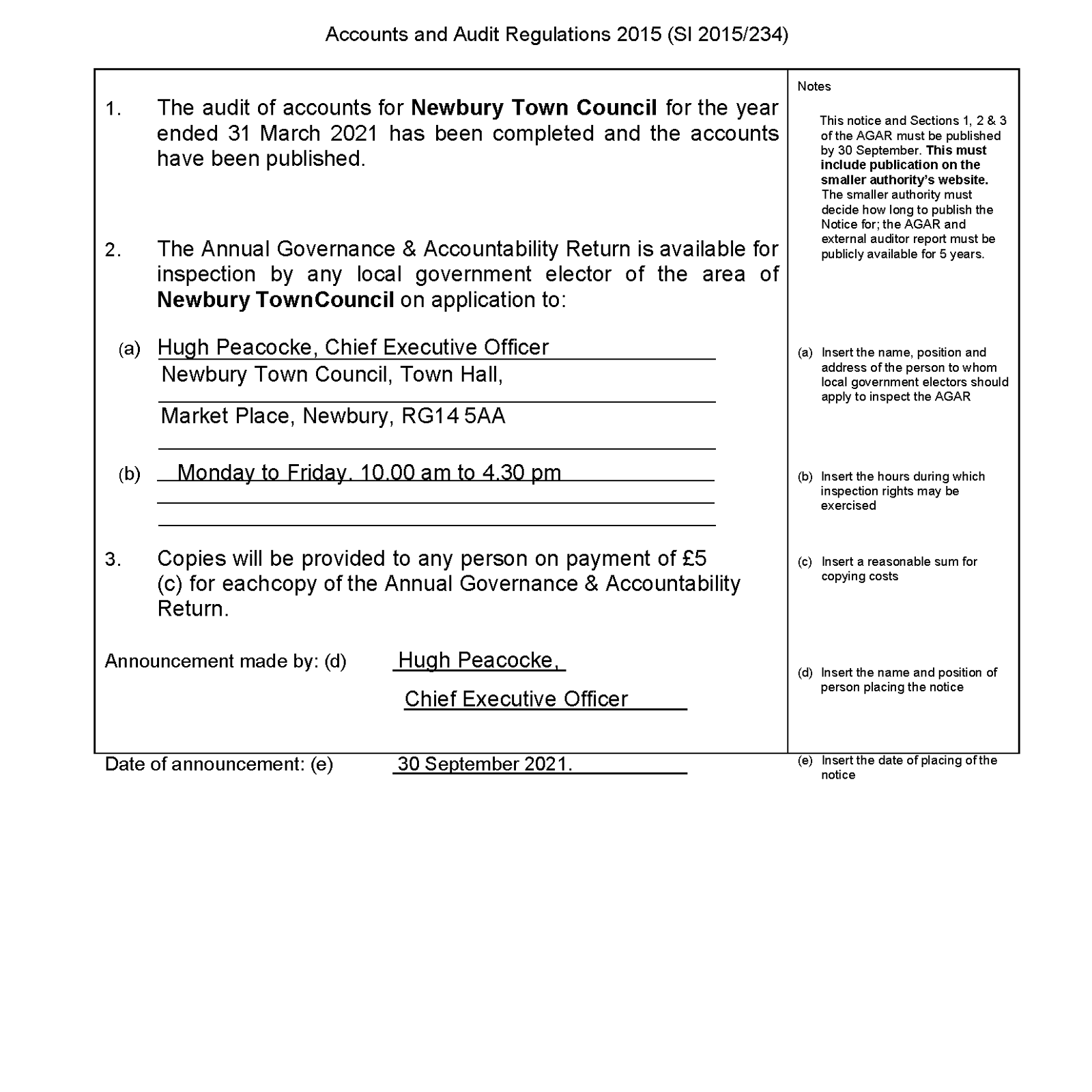 Notice Of Audit Complete With Final Cert And 12 And 3 AGAR Page 1